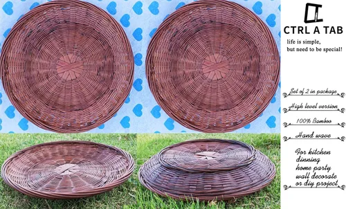 Vista 5 de Soporte de placa de papel de bambú de tejido a mano clásico de alto nivel (10 '' redondo)