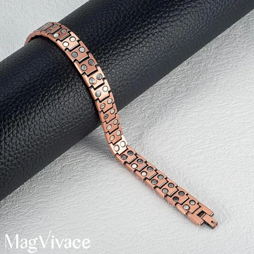 Vista 4 de MagVIVACE Tobillera de cobre puro para hombre, pulsera de tobillo magnética de 10 pulgadas con imanes, regalo de joyería (tobillera para hombre)