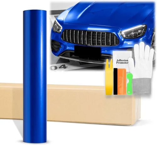 Vista 10 de 2 unidades de 4 x 8 pulgadas (3.9 in x 7.9 in) de muestra brillante metálico azul real brillante vinilo adhesivo auto auto hoja película película