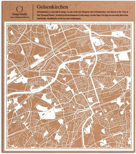 Vista 153 de O3 Design Studio Aberdeen - Mapa de papel cortado en papel blanco de 12 x 12 pulgadas