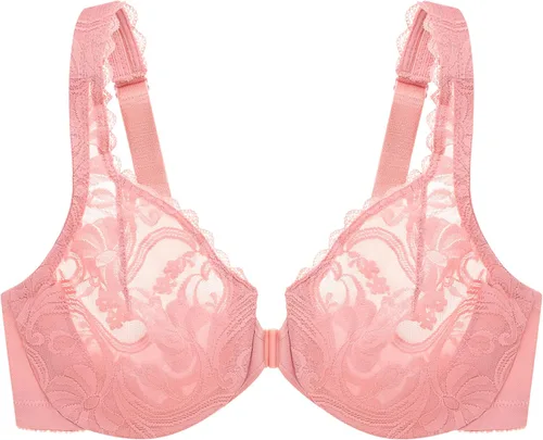 Vista 4 de Glamorise Women's Plus Size Wonderwire Lace Front-Closure Underwire #9245