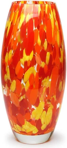 Vista 8 de Ca D Oro - Jarrón de cristal de confeti azul soplado a mano estilo Murano para flores y decoración - Modelo Oliva G Hand Blown Glass Vase