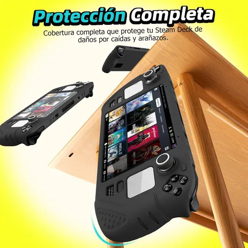 Vista 2 de IINE Steam Deck Protective Case 9 in 1 Full Protection,Soft Silicone Material Shockproof Case,Black