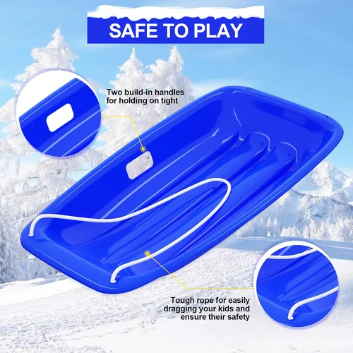 Vista 3 de AGPTEK Trineo de Nieve Bajada Velocista Duradero de 35/47 Pulgadas para Niños, Niñas y Adultos con Asas Integradas y Cuerda de Tracción