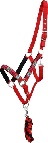 Vista 4 de Caballo Nylon Serape Neopreno Comfort Ajustable Halter w/Lead 606193BK