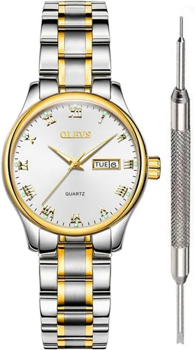 Vista 10 de OLEVS Classic Watches for Women Analog Quartz Watch Stainless Steel Rugged Waterproof Watches Unique Calendar Date Business Wrist Watch