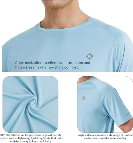 Vista 4 de NAVISKIN Camisas de protección contra erupciones para hombre, camisetas de natación FPU 50+ con protección solar ultravioleta, camisas de manga