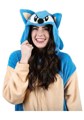 Vista 4 de Disfraz Enterizo de Cosplay Sonic the Hedgehog para Adultos Multicolor