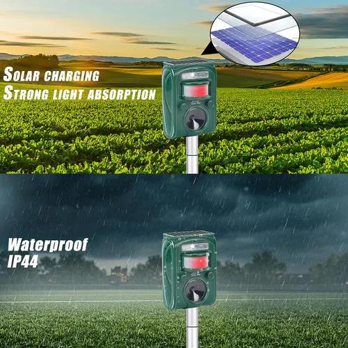 Vista 4 de Lulu Home Repelente ultrasónico de animales, repelente de roedores al aire libre resistente a la intemperie con energía solar activado por