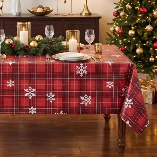 Vista 22 de Romanstile Mantel rectangular de vinilo, 100% impermeable, mantel de plástico a cuadros de búfalo, resistente y lavable para exteriores, campamento