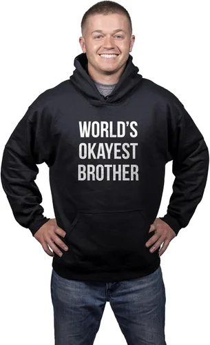 Vista 2 de Worlds Okayest Brother Sudadera divertida con capucha para regalo de hermano mayor hermana