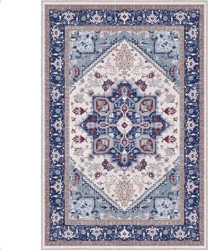 Vista 72 de OPPODREAM Alfombras suaves, pequeñas y lavables con parte trasera antideslizante, alfombra de cachemira sintética de pelo bajo, 2 x 3 pies, azul