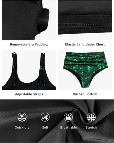 Vista 6 de SuperPrity trajes de baño de dos piezas para mujer, prenda superior con volantes, prenda inferior con cintura alta