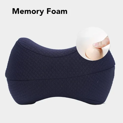 Vista 6 de Between Legs - Almohada lateral de espuma viscoelástica para la rodilla, funda extraíble, lavable, para dormir, para embarazo, ciática (azul marino)