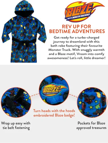 Vista 5 de Blaze Bata de baño para niños y The Monster Machines Monster Truck Boys Batas para niños Tallas 3T a 8