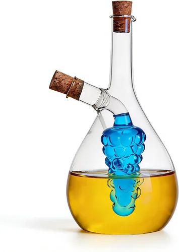 Vista 7 de ELETON Almacenamiento de cocina Herramientas de cocina Botella de vidrio de aceite y vinagre, tapones de caño doble vertedor de uva Vinagre