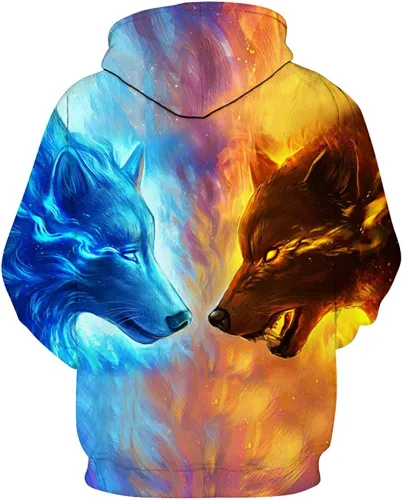 Vista 2 de KANIGD - Sudadera con capucha para hombre con estampado novedoso 3D de manga larga