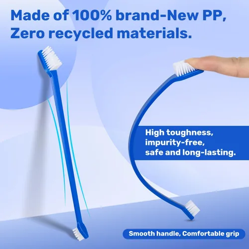 Vista 4 de Newday Juego de 8 cepillos de dientes para perros, de doble cabeza, higiene dental, práctico cepillo de dientes suave para limpiar los dientes
