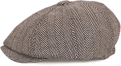 Vista 3 de Newsboy - Gorra para hombre, diseño de espiga, diseño de tweed, diseño de hiedra y gatsby, estilo vintage
