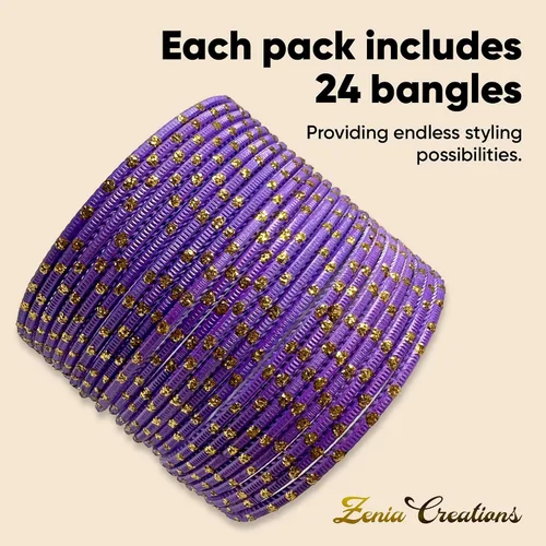 Vista 4 de Zenia Creations - Juego de pulseras de metal de 24 piezas, joyería étnica india para bodas, fiestas y uso diario de moda, pulseras coloridas