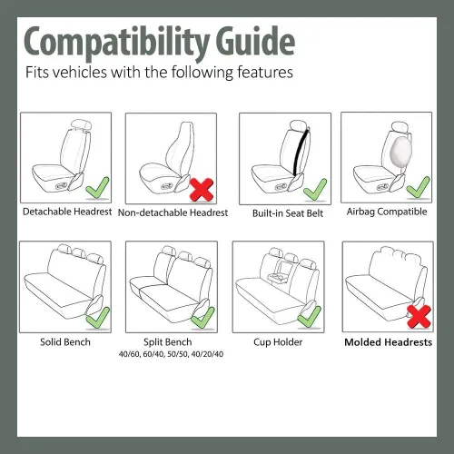 Vista 8 de [Usado] FH Group Juego completo de fundas de asiento de automóvil multiusos integradas para cinturón de seguridad con regalo, ajuste universal
