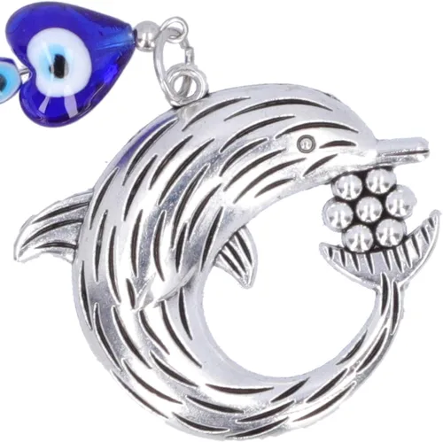 Vista 8 de TOPINCN Lucky Eye Keychain Eyes Keyring Pendant Dolphin Gift Character Lucky Dolphin Blue Key Holder Ring Bands