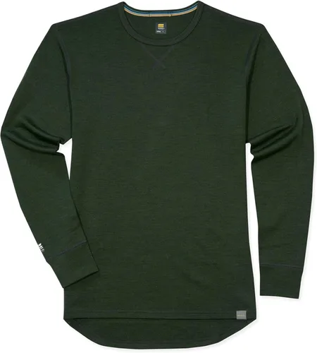 Vista 3 de MERIWOOL - Camisa térmica de manga larga para hombre, 100% lana merina, peso pesado 400g Verde militar