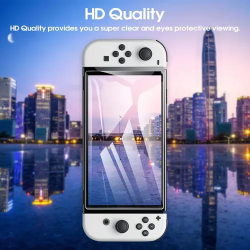 Vista 7 de XINRUISEN Paquete de 2 protectores de pantalla para Nintendo Switch Oled 2023, protector de pantalla de vidrio templado para Nintendo Switch OLED
