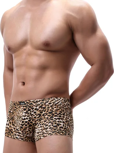Vista 2 de iKingksy - Calzoncillos tipo bóxer de leopardo para hombre, de tiro bajo Paquete de 5