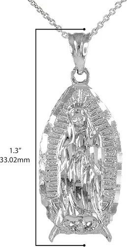 Vista 4 de Collar con colgante de medalla milagrosa de FDJ de plata de la Virgen de Guadalupe