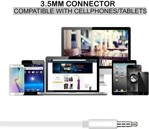 Vista 5 de Auriculares con cable con micrófono, Boost+ Premium Earphones Control de Volumen Barra deslizante con puerto de 0.138 in para PC, tabletas