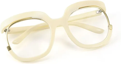 Vista 2 de FEISEDY Gafas ovaladas retro de gran tamaño sin receta marco elegante para mujeres B4090
