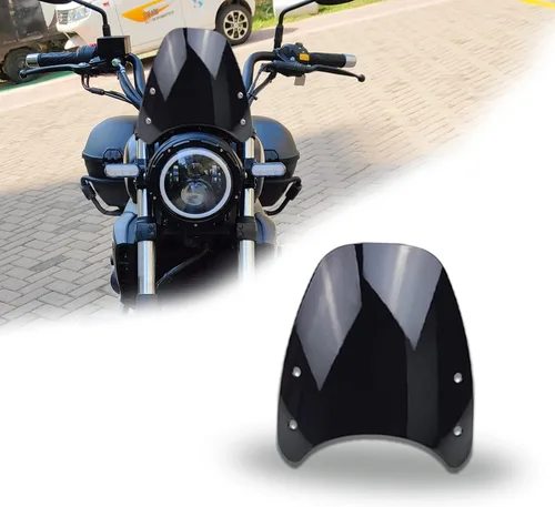 Vista 8 de Parabrisas Universal para Motocicleta Deflector de Viento Parabrisas Pantalla Frontal con Soporte para Motocicleta Faro LED de 5"-7" Pantalla
