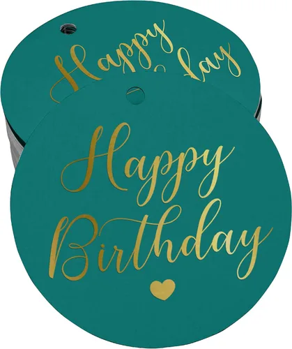 Vista 42 de Etiqueta de papel para colgar con texto en inglés «Happy Birthday» (50 unidades)