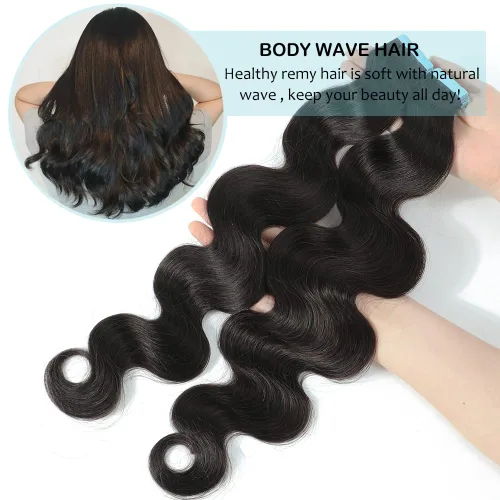 Vista 5 de HUA 40 extensiones de cabello humano con cinta, extensiones de cabello humano ondulado invisible, extensiones de cabello humano real con cinta