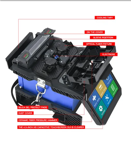 Vista 2 de ORIENTEK Máquina de empalme de soldadura de fibra óptica de alineación de núcleo T45 Máquina de empalme de fibra óptica FC-30 Cuchilla de fibra