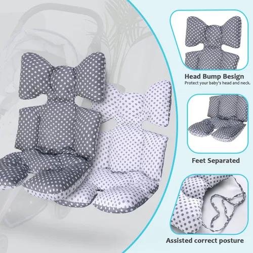 Vista 2 de Miracle Baby Forro de asiento de cochecito, cojín de algodón suave y transpirable, reversible y lavable a máquina para bebés