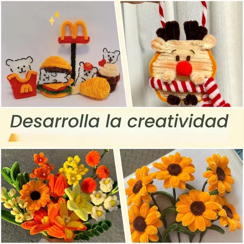 Vista 8 de Limpiadores de tuberías de color otoño, 500 piezas, 6 tallos de chenilla surtidos Esquema de color de otoño