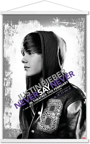 Vista 19 de Trends International Justin Bieber - Póster de pared con texto en inglés "Never Say Never Say Never", 14.725 x 22.375 pulgadas, versión enmarcada