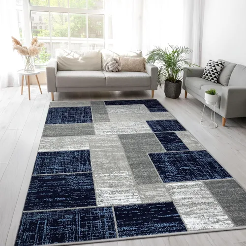 Vista 10 de L'Baiet Verena - Alfombra geométrica roja y gris de 8 x 10 pies, alfombra de área grande para sala de estar, dormitorio, mesa de comedor, oficina