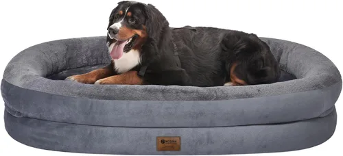 Vista 8 de Cama ortopédica lavable grande para perros: Cama de espuma viscoelástica impermeable para mascotas con refuerzos - Funda ortopédica extraíble
