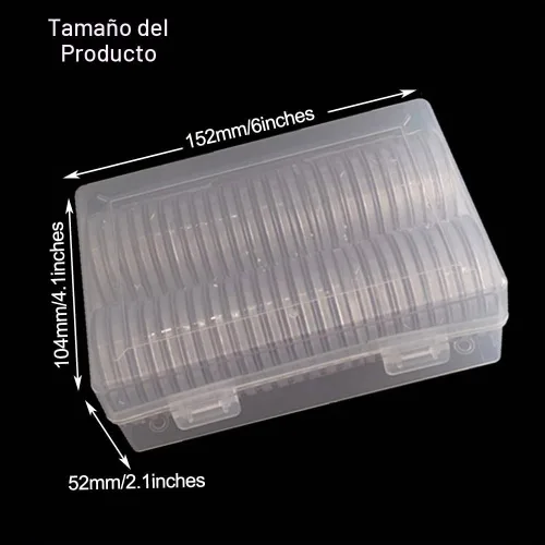 Vista 6 de Soporte para Monedas de Dólar de Plata de 40.6mm, Cápsulas para Monedas de Águilas Plateadas para Coleccionistas con Caja Organizadora