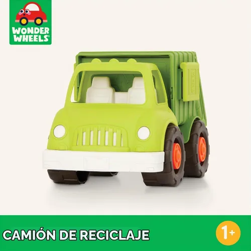 Vista 5 de Battat – Wonder Wheels – Recycling Truck – 3 Compartments for Waste Management – Vehicle for Toddlers – Recyclable – 1 Year +