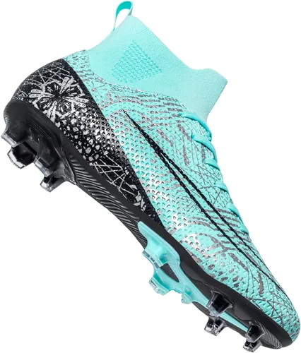 Vista 4 de Biayvisas Tacos de fútbol para hombre y mujer, zapatos de fútbol para interiores, botines altos TF AG FG, botas de fútbol anchas de entrenamiento