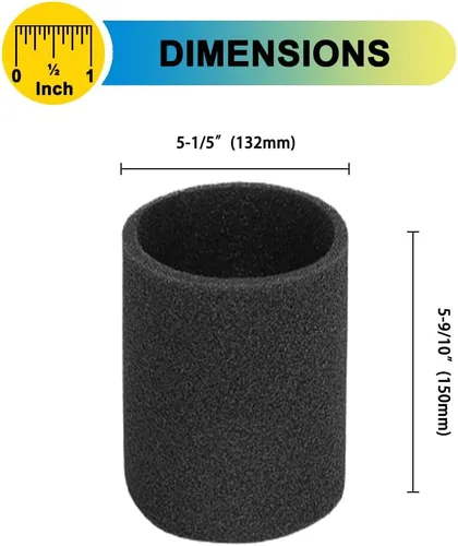 Vista 4 de SpaceTent Paquete de 3 filtros de espuma VFF51 para aspiradoras Vacmaster de 5 a 16 galones, se adaptan a la mayoría de aspiradoras Shop-Vac de 5 a
