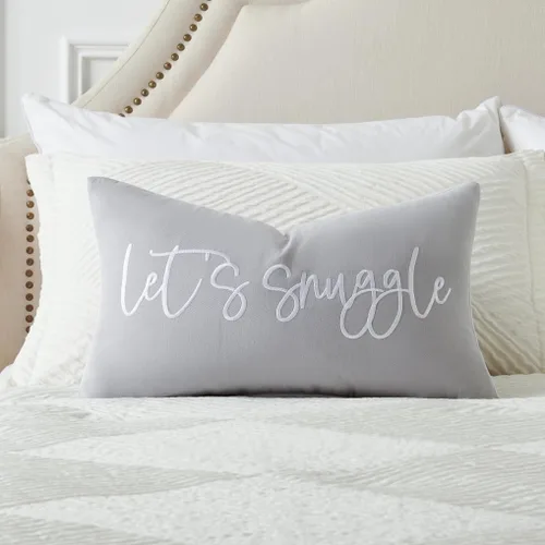 Vista 13 de Sunkifover Let's Snuggle - Funda de almohada decorativa, 18 x 18 pulgadas, algodón bordado en blanco y negro, funda de almohada para cama