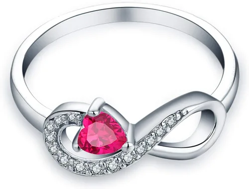 Vista 17 de Anillo Jo Wisdomo de compromiso. de plata esterlina, con corazón e infinito, anillo de amistad, para ella