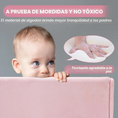 Vista 3 de Cama infantil con barandillas de seguridad, tamaño cuna Rosa