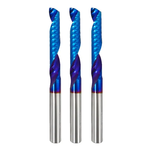 Vista 8 de Fresa de extremo CNC de carburo sólido con corte en O, diámetro de corte de 1/4 de pulgada, extra largo, 3 brocas individuales de 0 flautas