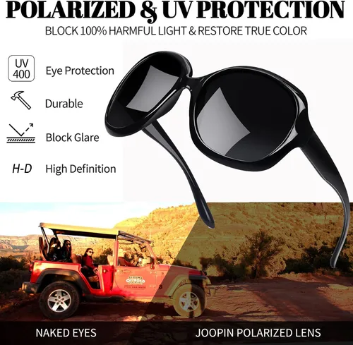 Vista 112 de Joopin Lentes de sol de gran tamaño para mujer, polarizados, grandes, para conducción, protección UV, grandes sombras